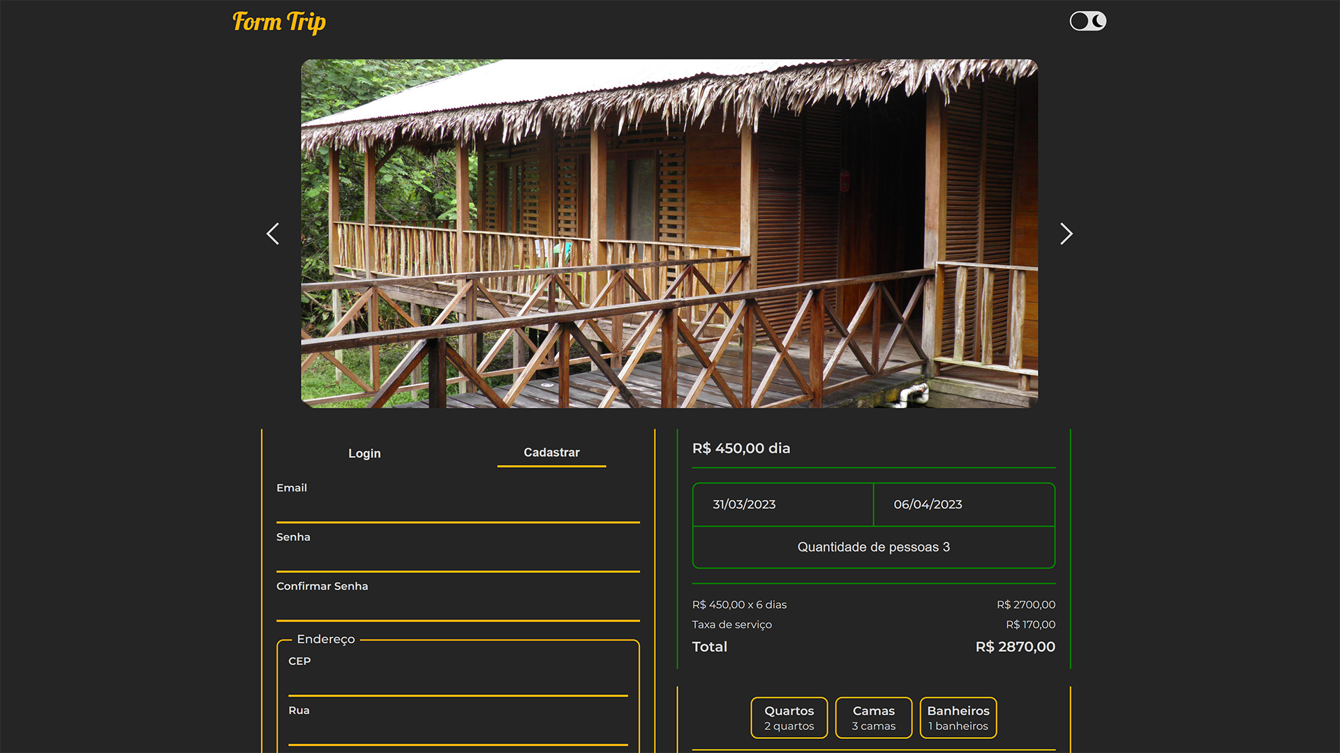 Pagina inicial site Form Trip