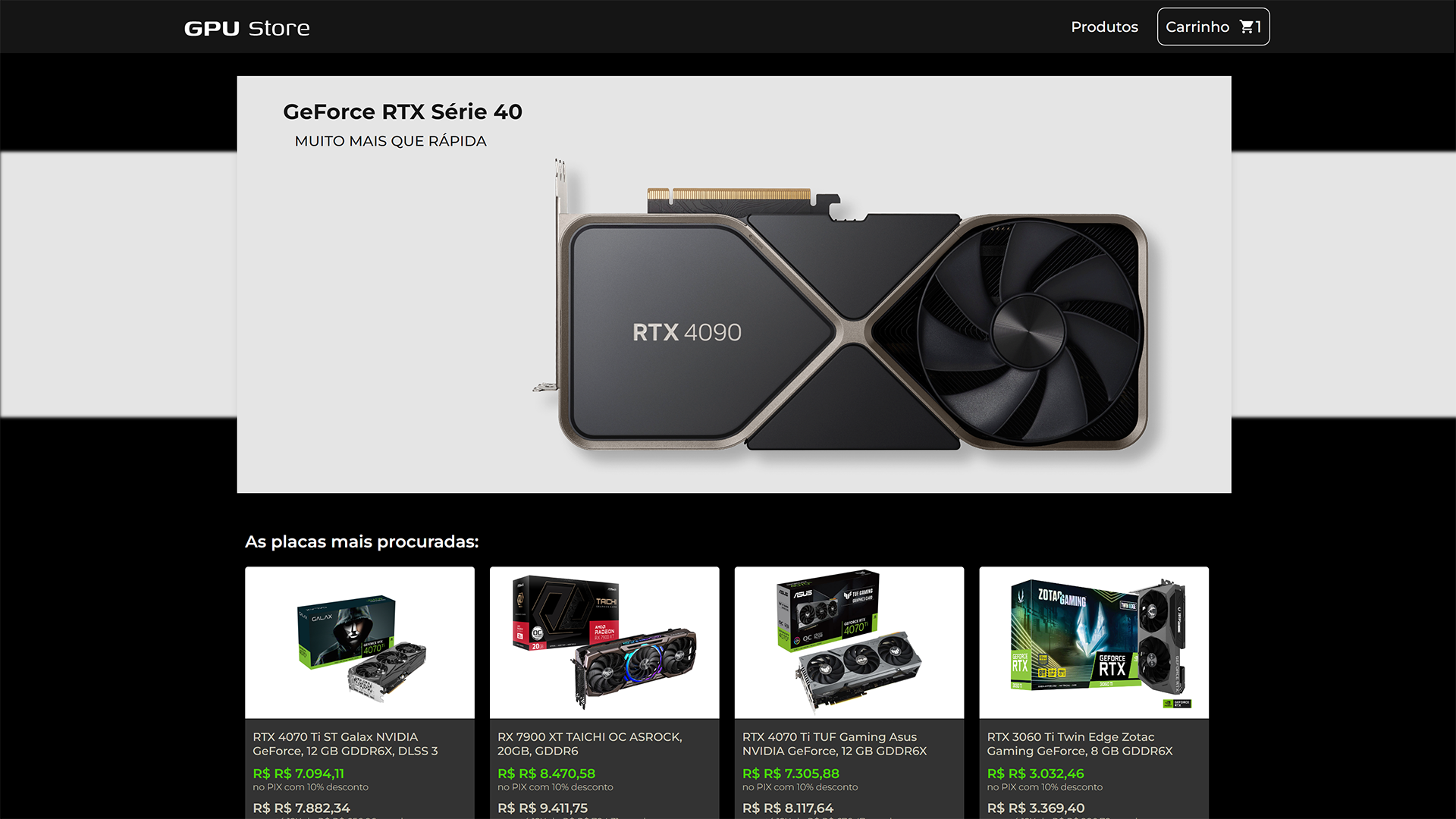 Pagina inicial site Gpu Store